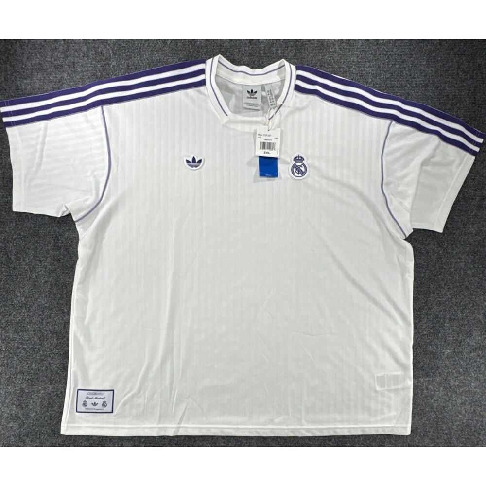 adidas Real Madrid Terrace Icons Jersey 2XL White Purple JF2581 NWT